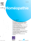 Go to journal home page - La Revue d'Homéopathie